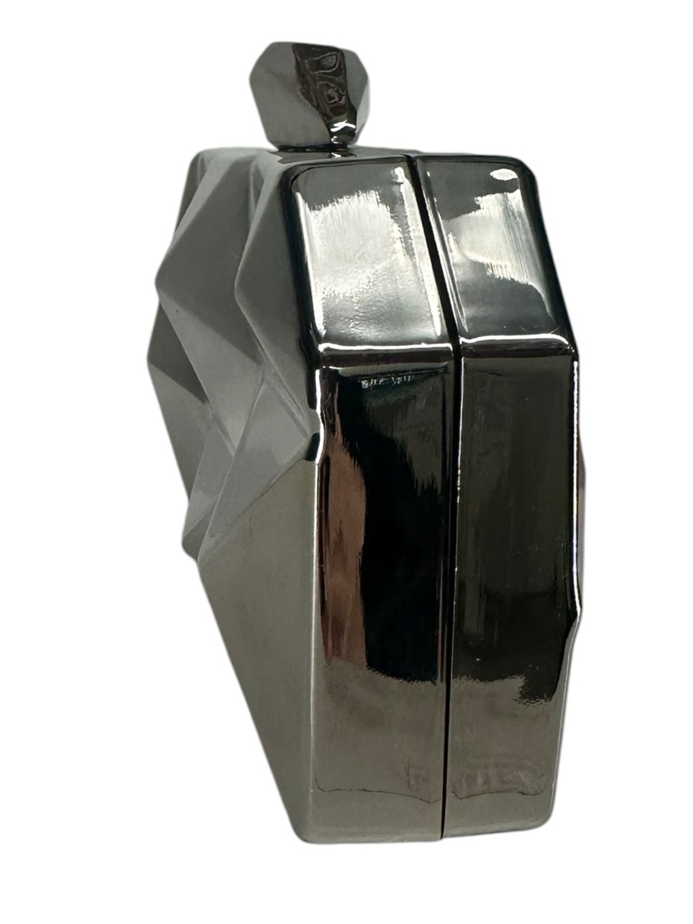 Silver / Small Geometric Clutch / Modern Futuristic Avant Garde Goth Glam Formal - Picture 4 of 8